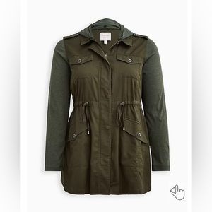 Torrid, Twill Fabric Mixed Anorak, Olive